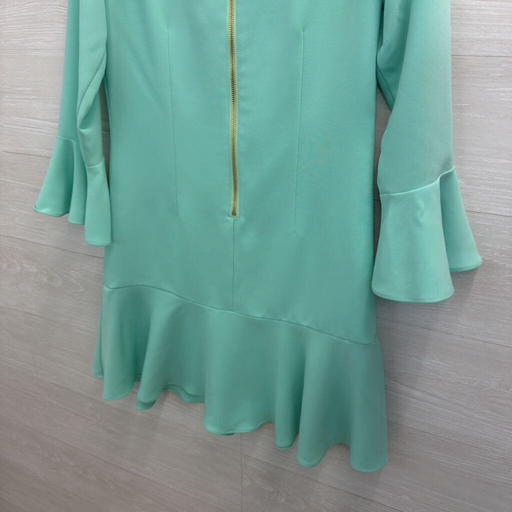 Sail to Sable Mint Long Sleeve Ruffle Trim Dress 6