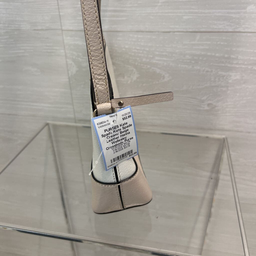 Kate Spade Cream/ Beige Leather Hanna Wellesley Crossbody Purse
