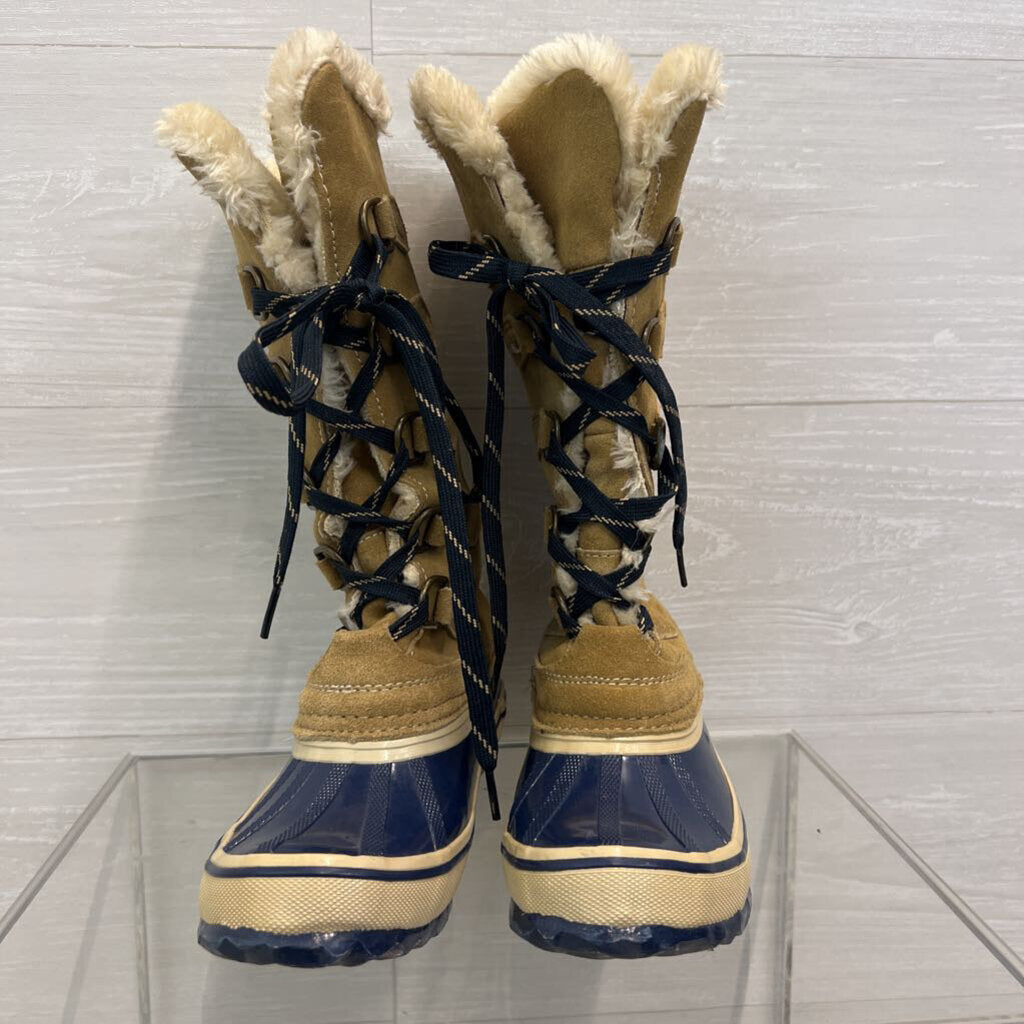 Sporto Brown Suede/ Navy Rubber Blake Fur Lined Tall Duck Boots 6