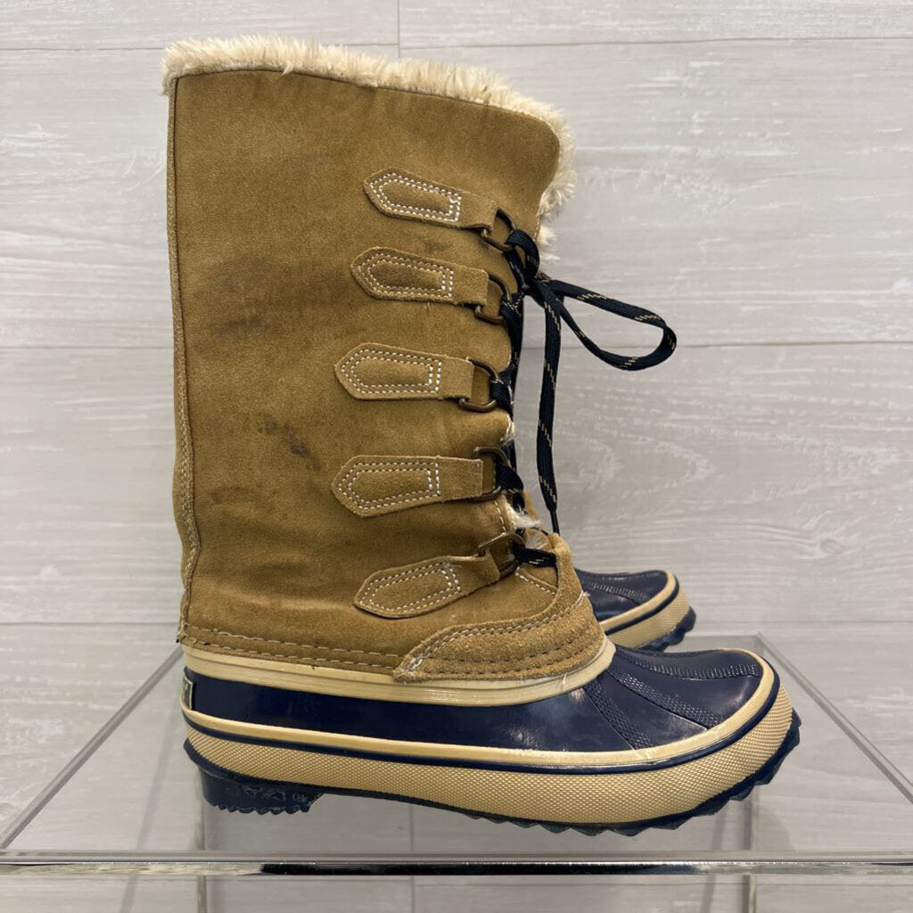 Sporto Brown Suede/ Navy Rubber Blake Fur Lined Tall Duck Boots 6