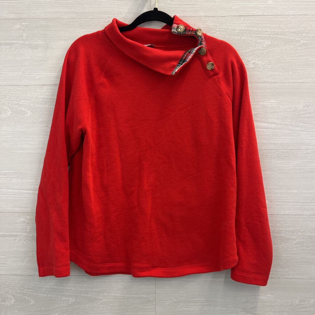 J Crew Soft Red Plaid/ Button Detail Long Sleeve Top Medium