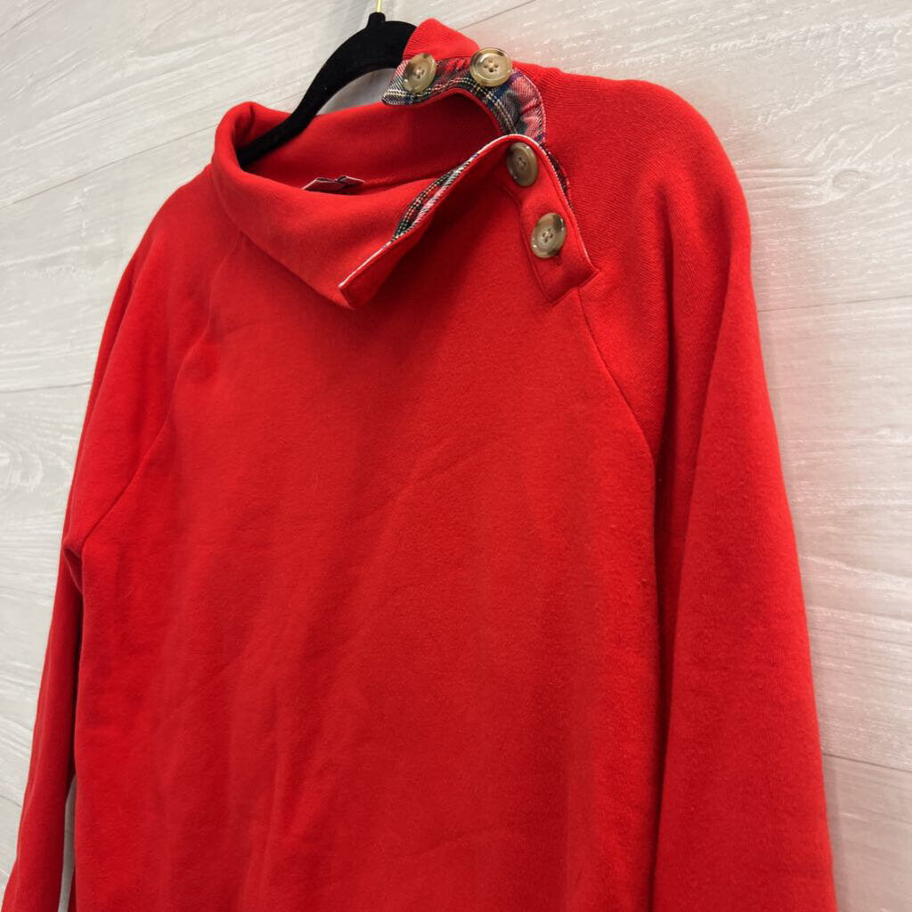 J Crew Soft Red Plaid/ Button Detail Long Sleeve Top Medium