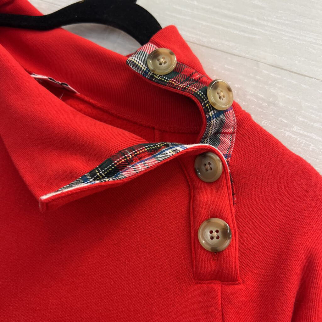 J Crew Soft Red Plaid/ Button Detail Long Sleeve Top Medium