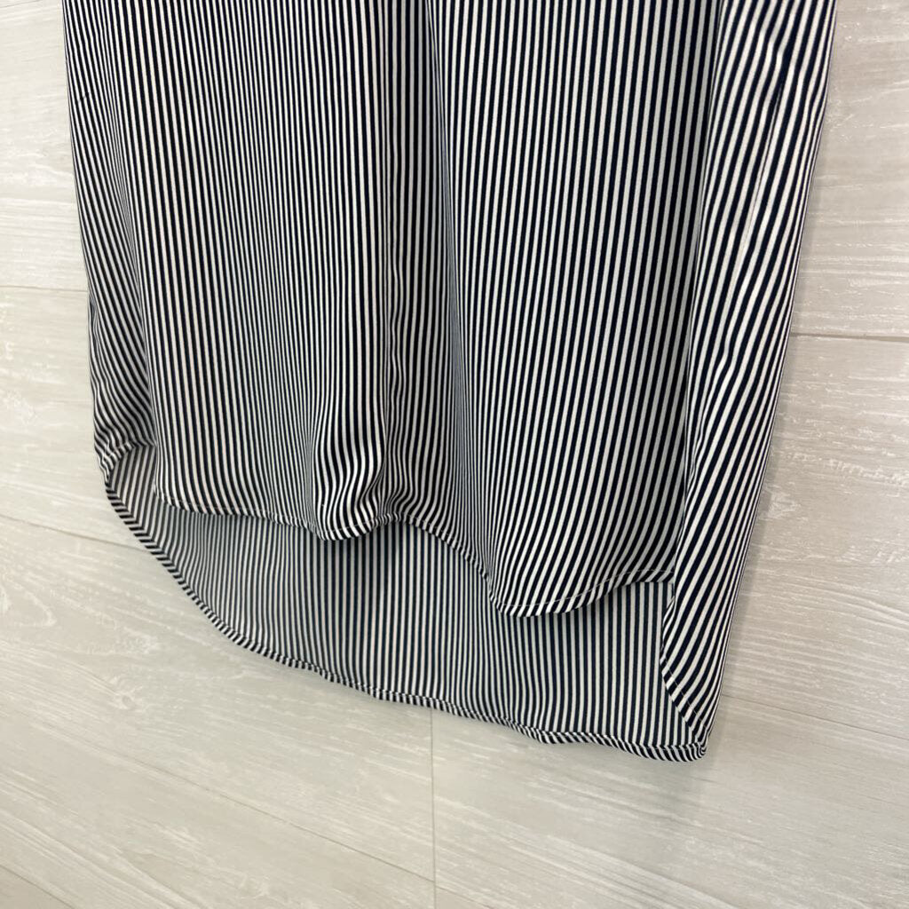 Loft Black/ White Striped Short Sleeve Top Extra Small