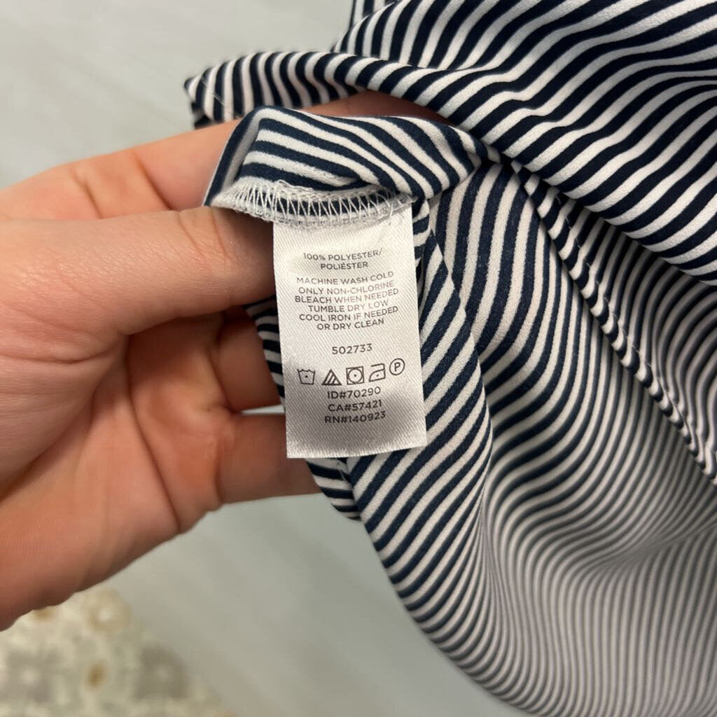 Loft Black/ White Striped Short Sleeve Top Extra Small