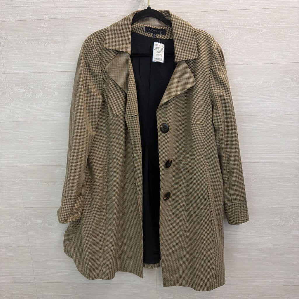 Anne Klein Brown Houndstooth Long Jacket 14