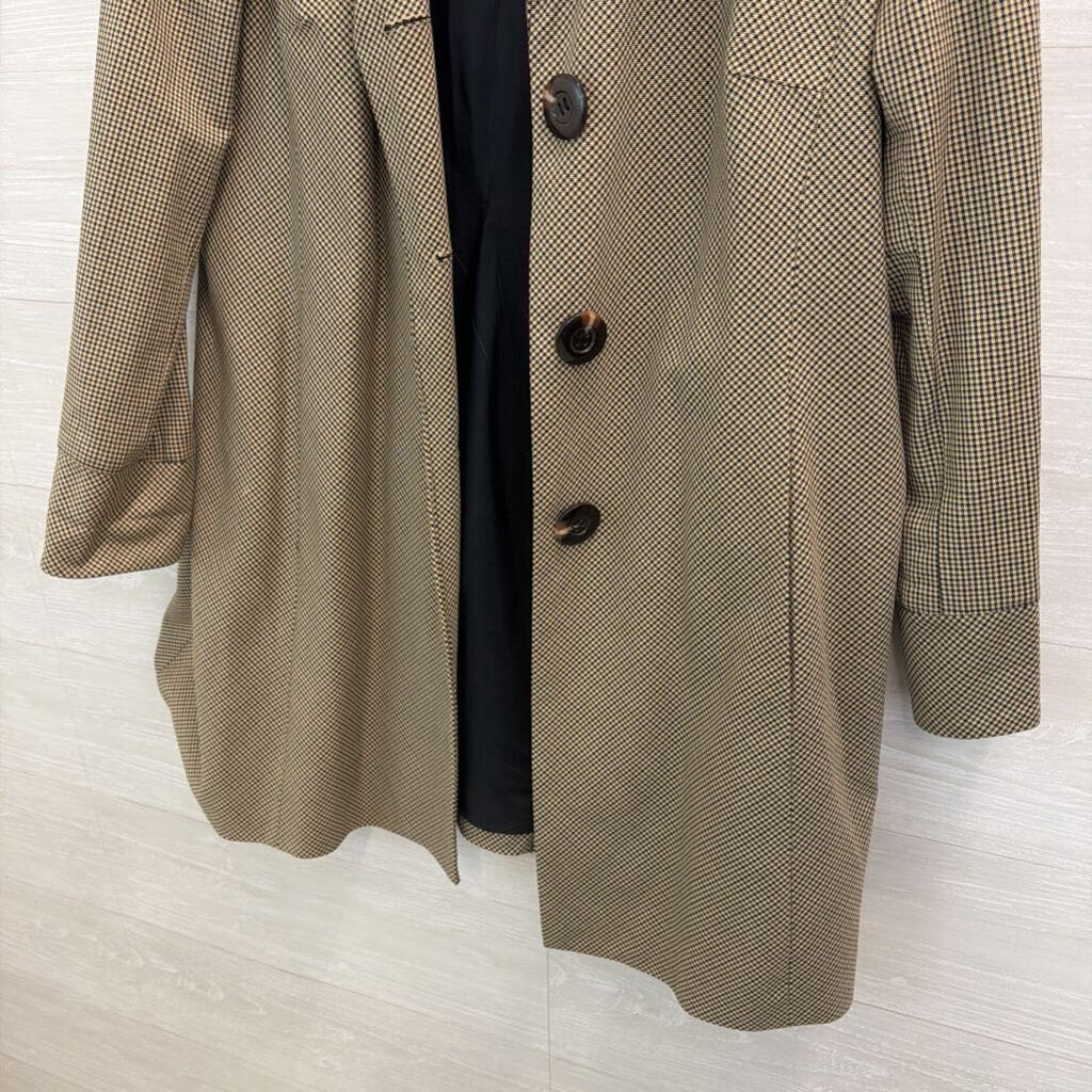 Anne Klein Brown Houndstooth Long Jacket 14