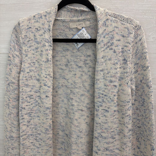 Loft White/ Blue/ Pink Knit Open Front Cardigan Sweater Medium