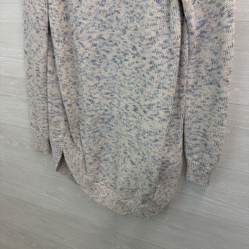 Loft White/ Blue/ Pink Knit Open Front Cardigan Sweater Medium