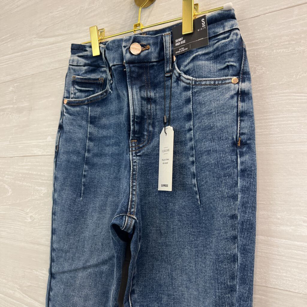 Express Medium Wash Skinny High Rise Ultra Stretch Jeans Small