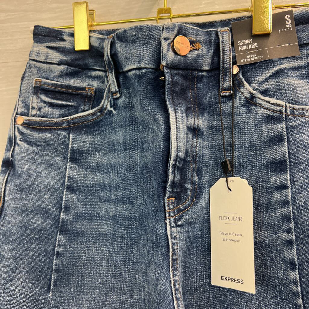Express Medium Wash Skinny High Rise Ultra Stretch Jeans Small