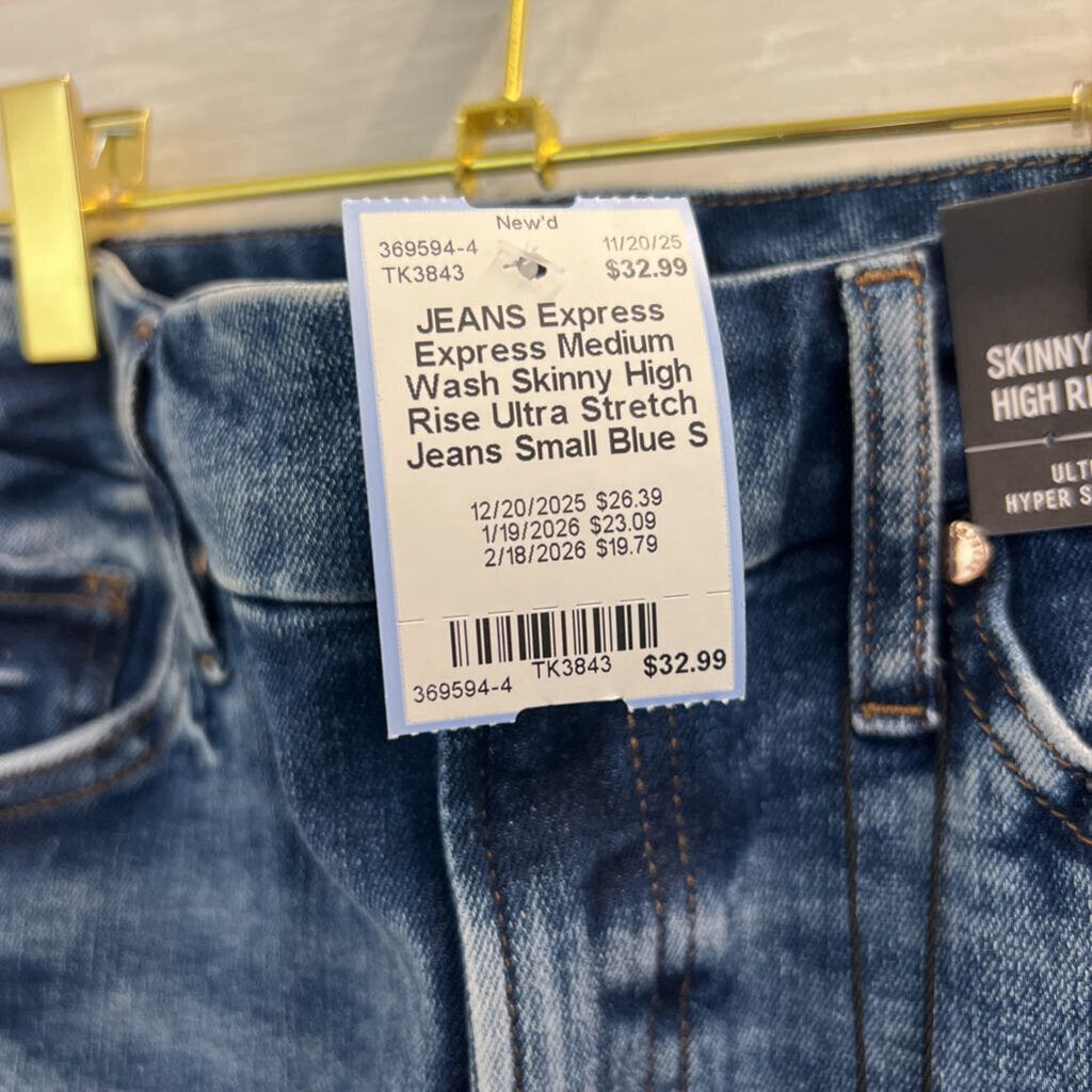 Express Medium Wash Skinny High Rise Ultra Stretch Jeans Small