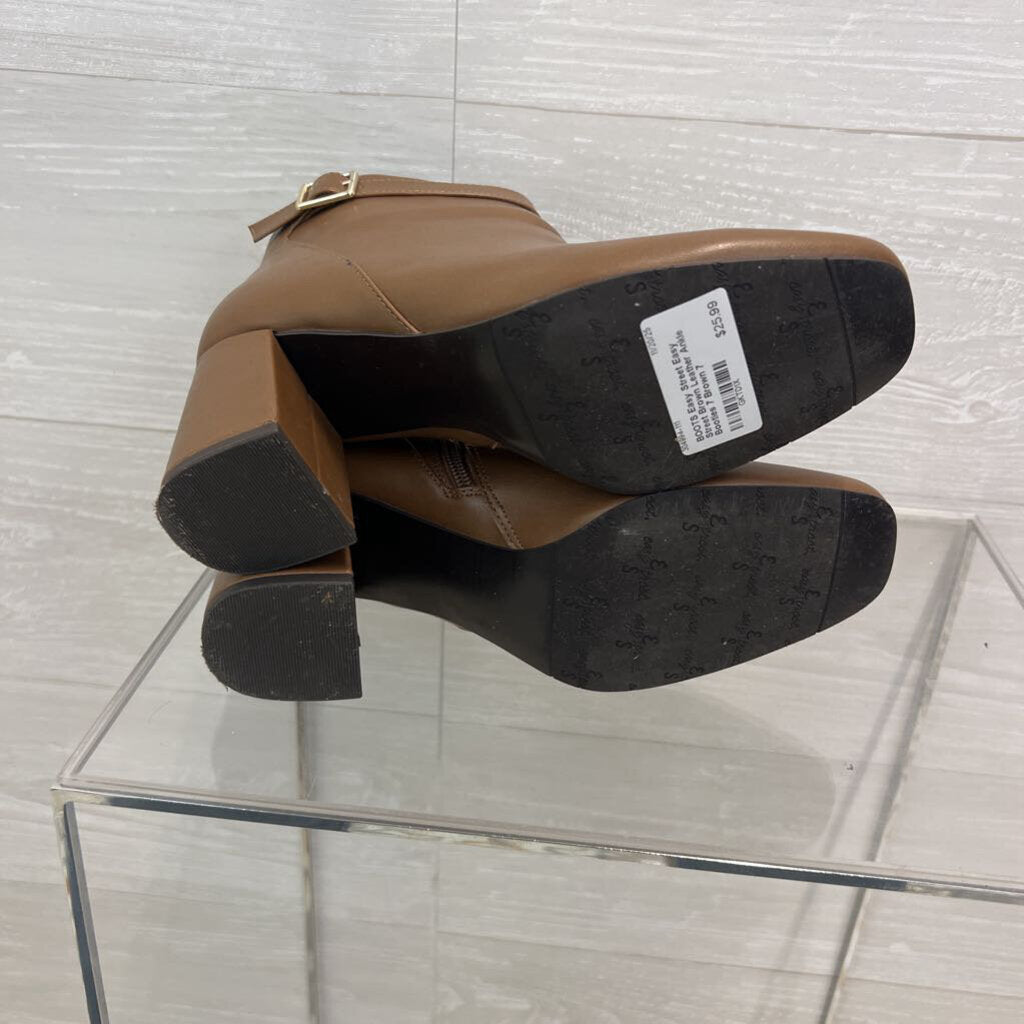 Easy Street Brown Leather Ankle Booties 7