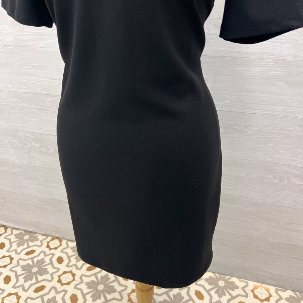 Premier Amour Black/ Rhinestone Neckline Short Sleeve Short Formal Dress Medium