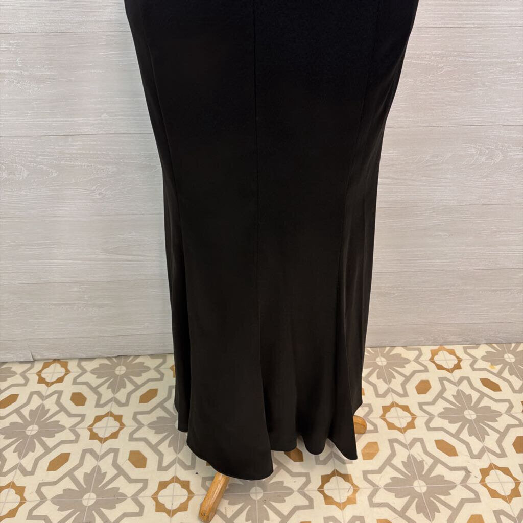 Le Bos Black/ Silver Sequin Print Top Long Formal Dress 10