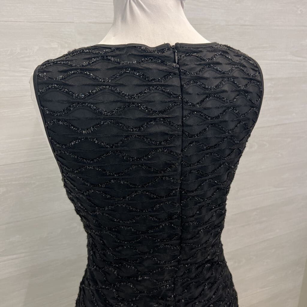 Nina Leonard Black Textured Shimmer Sleeveless Short Formal Dress Medium