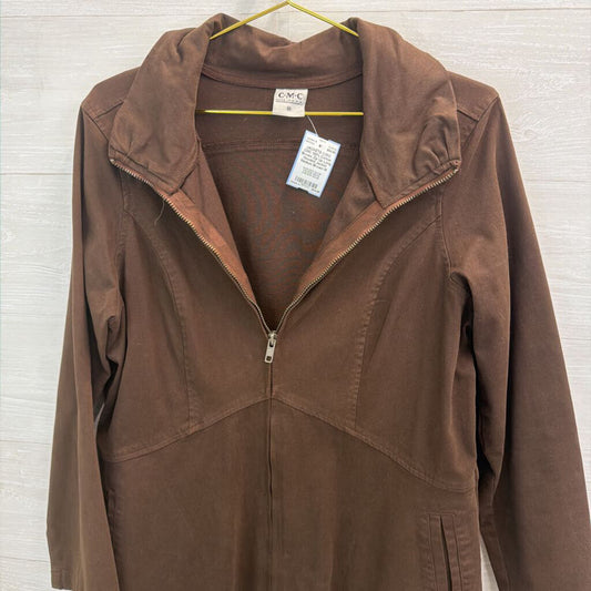 CMC 100% Cotton Brown Zip Up Long Hooded Jacket Medium