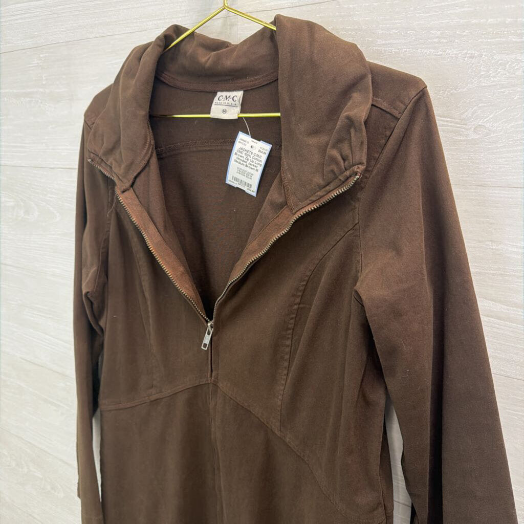 CMC 100% Cotton Brown Zip Up Long Hooded Jacket Medium