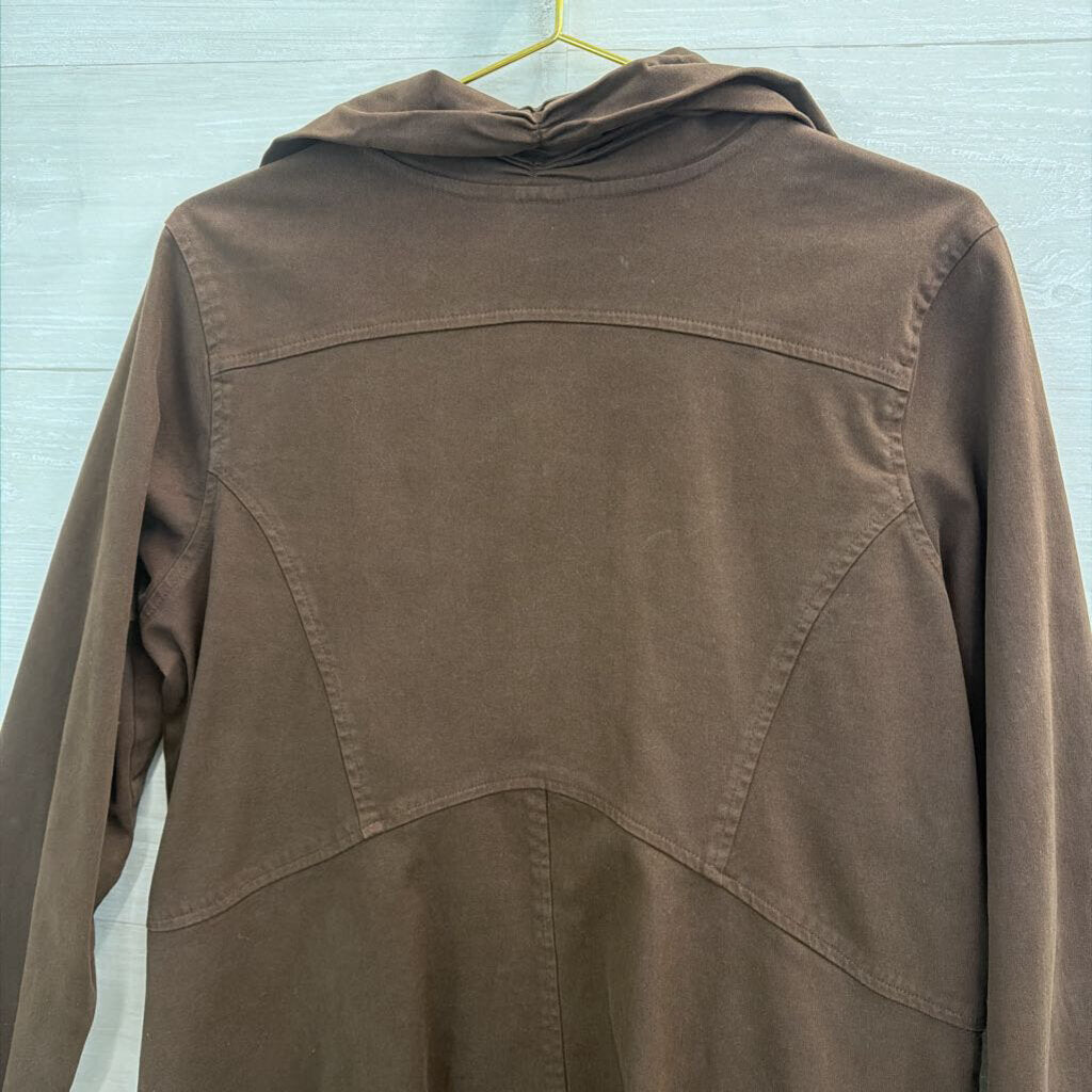 CMC 100% Cotton Brown Zip Up Long Hooded Jacket Medium