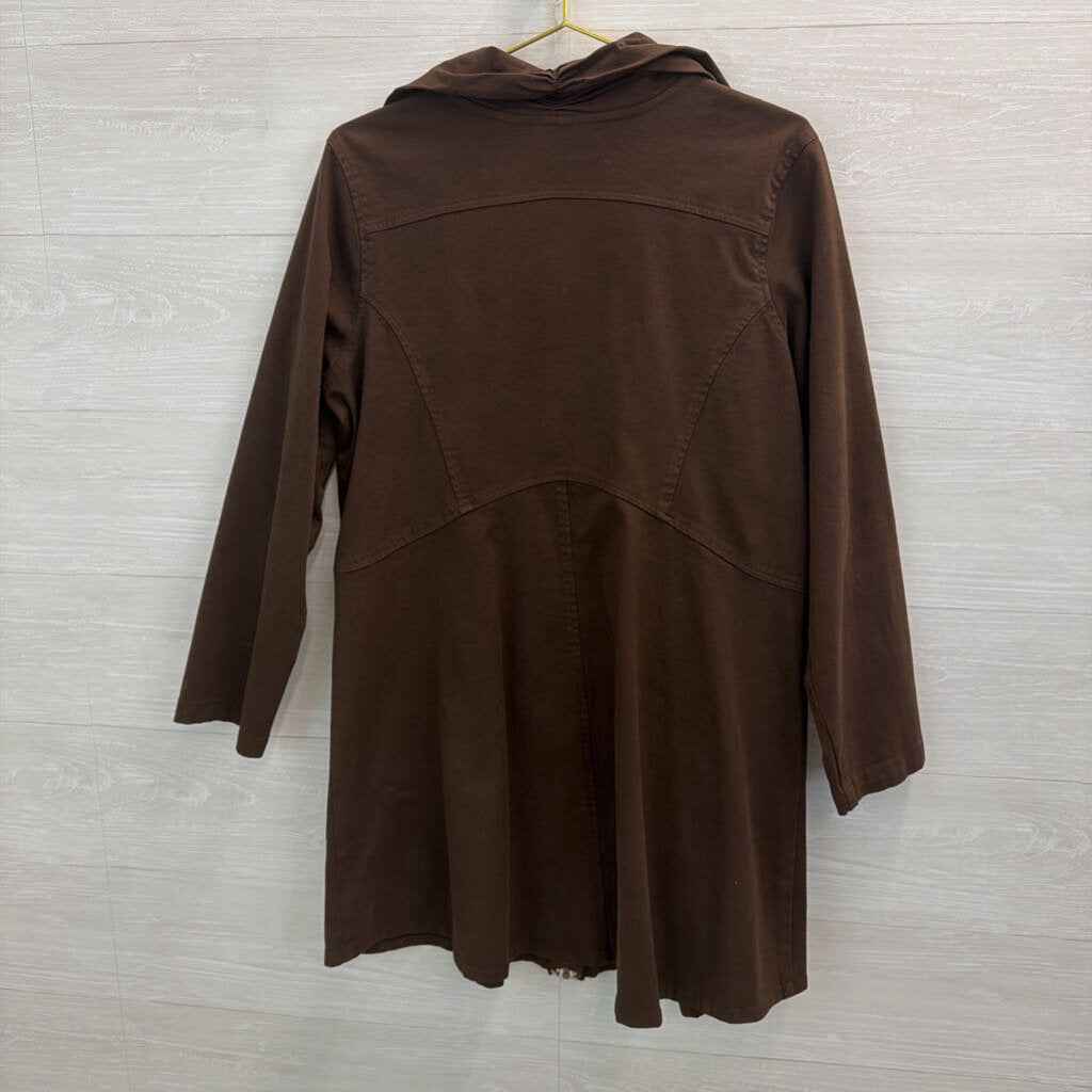 CMC 100% Cotton Brown Zip Up Long Hooded Jacket Medium