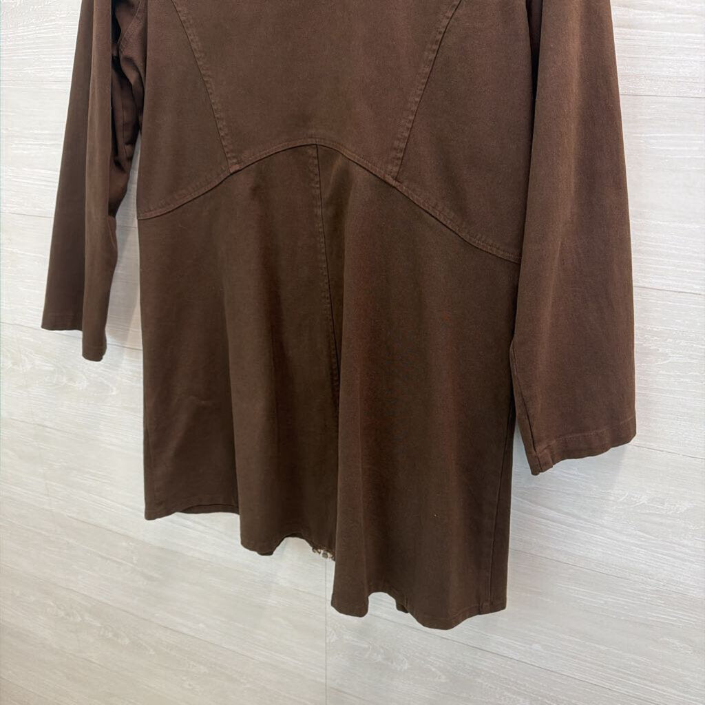 CMC 100% Cotton Brown Zip Up Long Hooded Jacket Medium