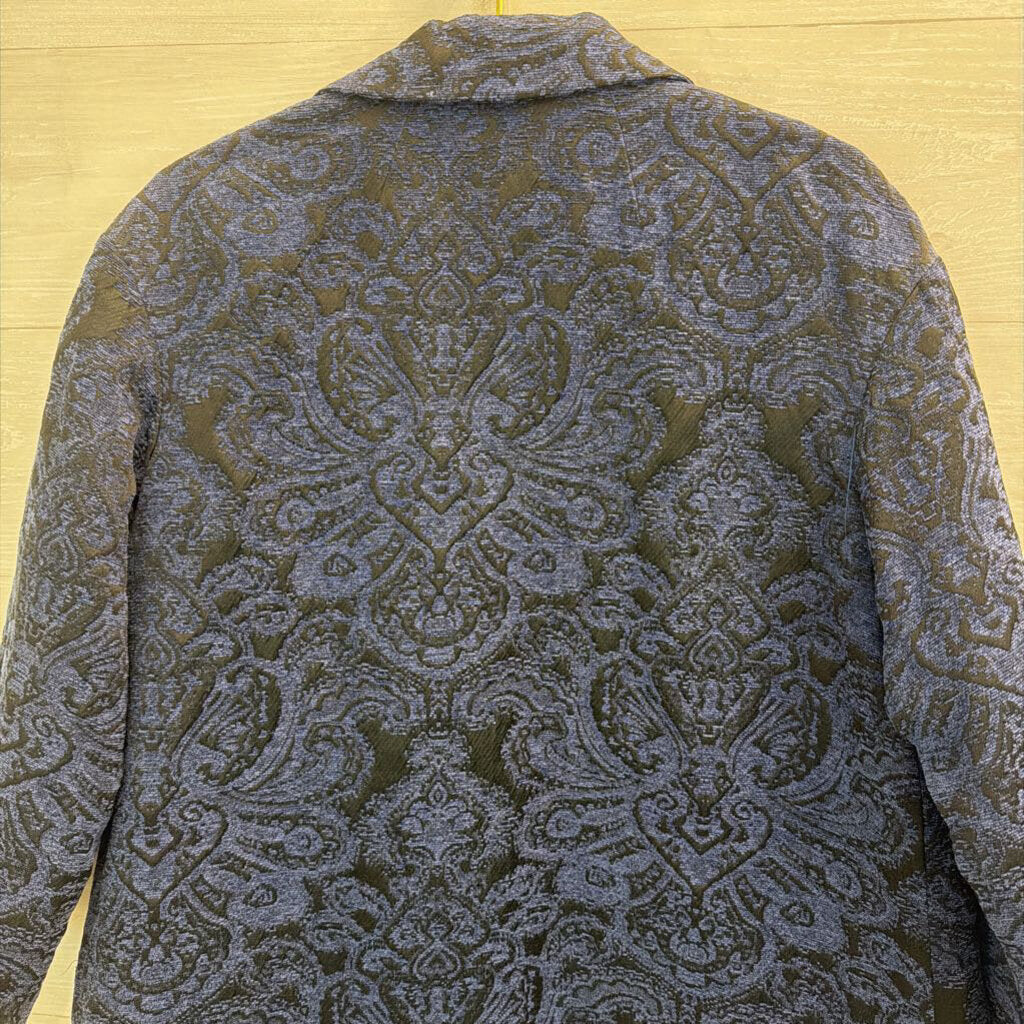 Kasper Blue/ Black Tapestry Open Front Blazer Jacket Large