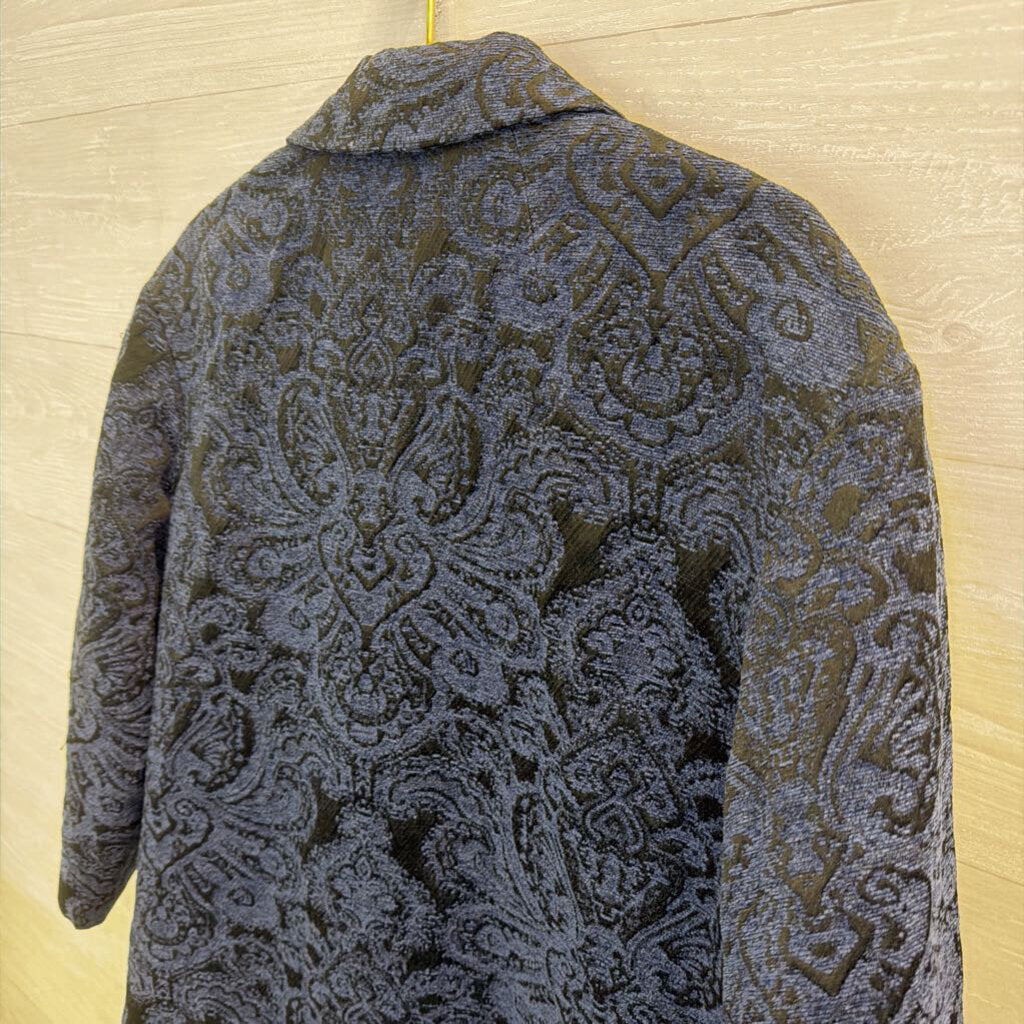 Kasper Blue/ Black Tapestry Open Front Blazer Jacket Large