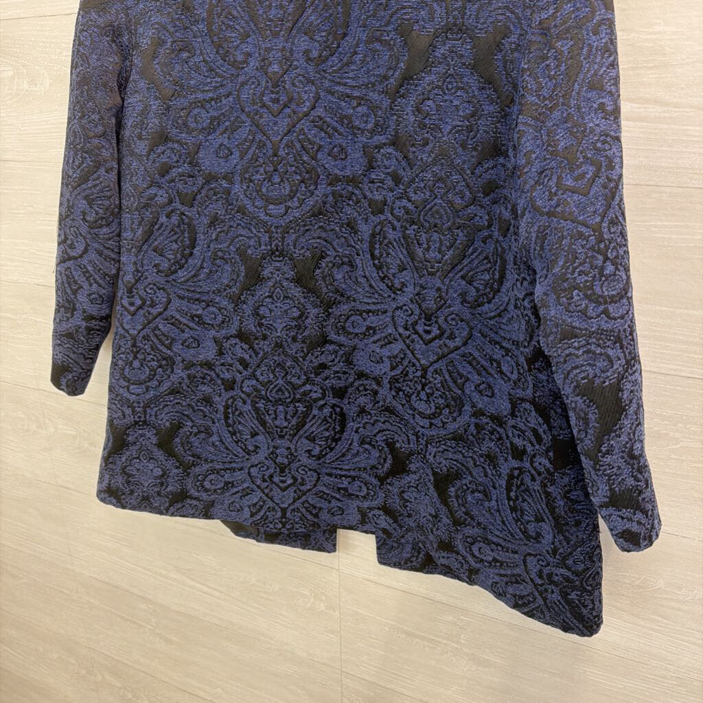 Kasper Blue/ Black Tapestry Open Front Blazer Jacket Large