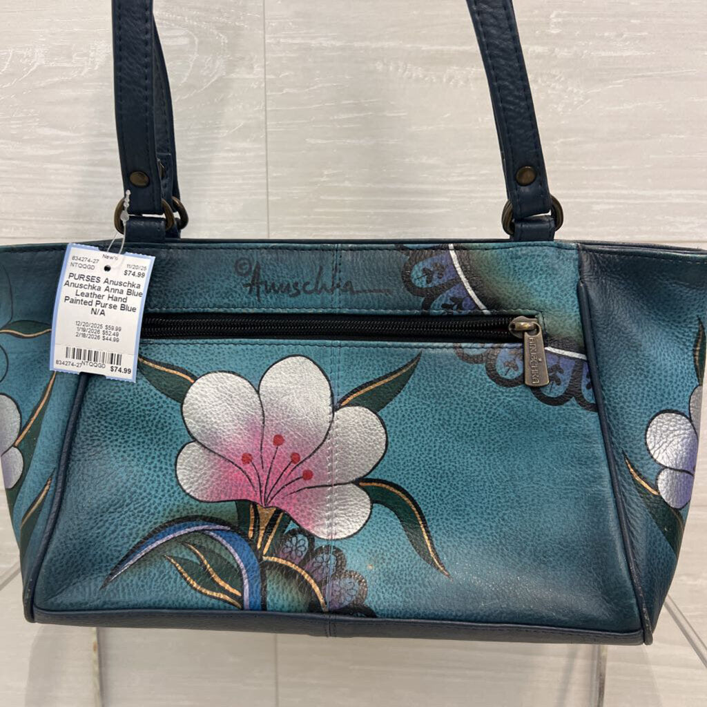 Anuschka Anna Blue Leather Hand Painted Purse
