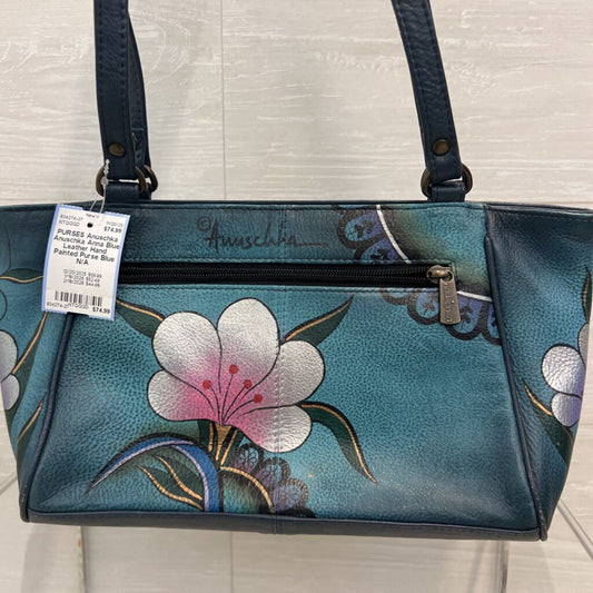 Anuschka Anna Blue Leather Hand Painted Purse