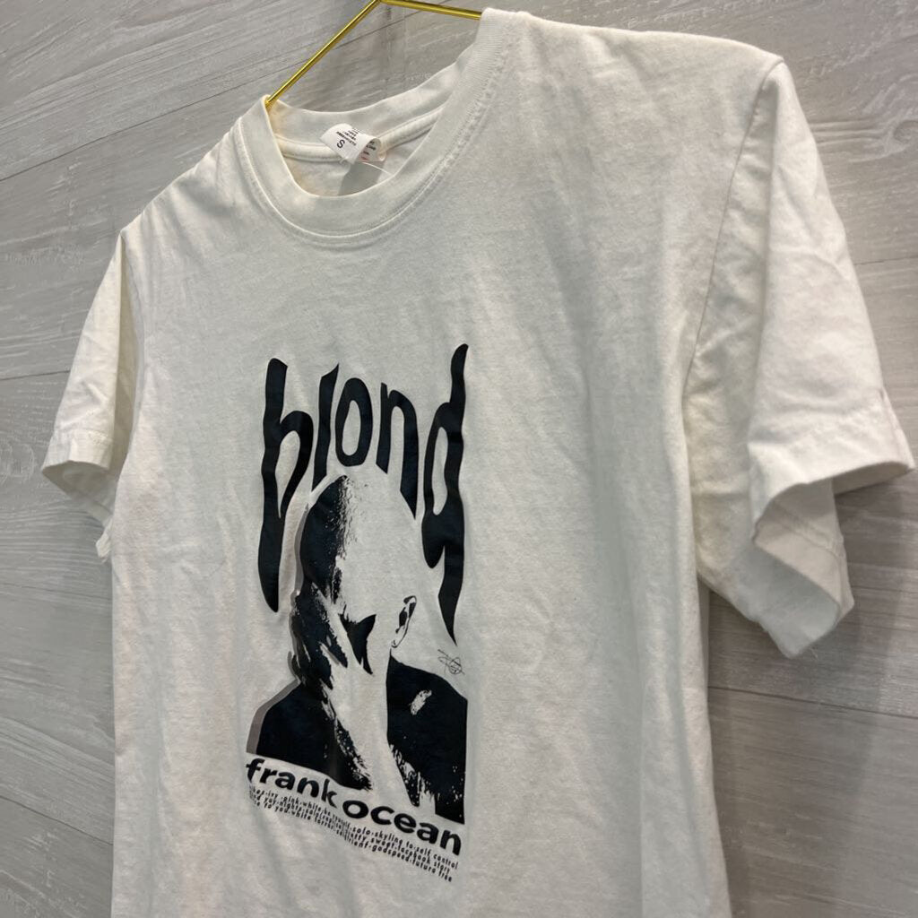 White/ Black Franck Ocean Blond Short Sleeve Graphic Tee Small