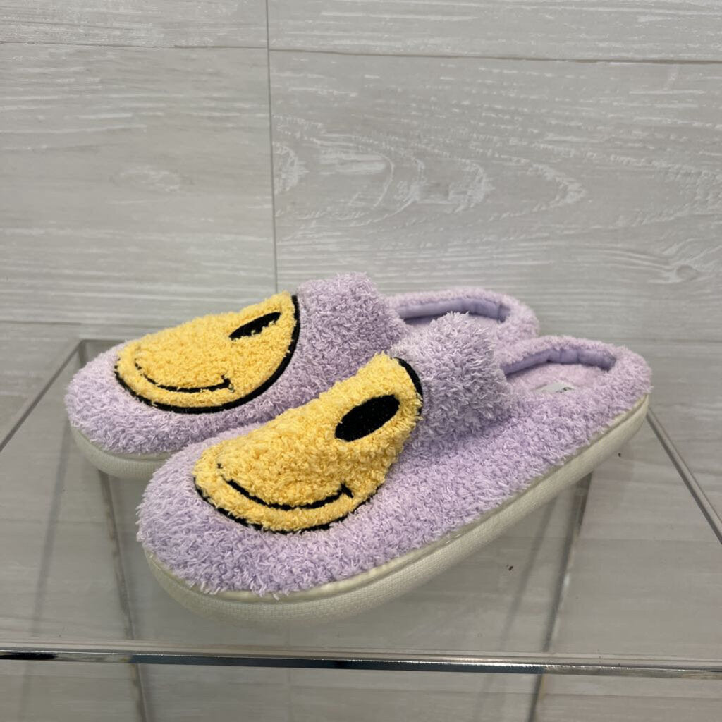 Luna Mellow Purple/ Yellow Smiley Face Slippers Medium