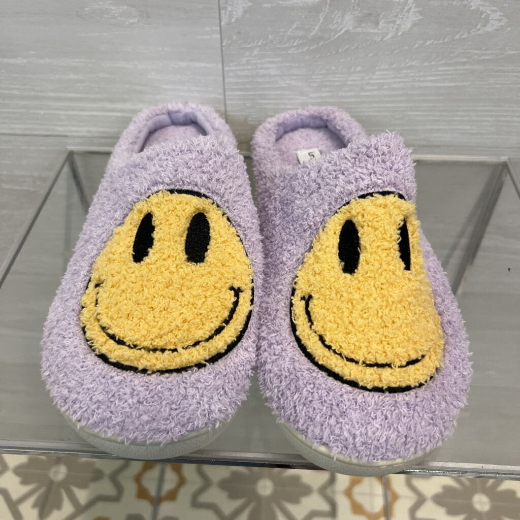Luna Mellow Purple/ Yellow Smiley Face Slippers Medium