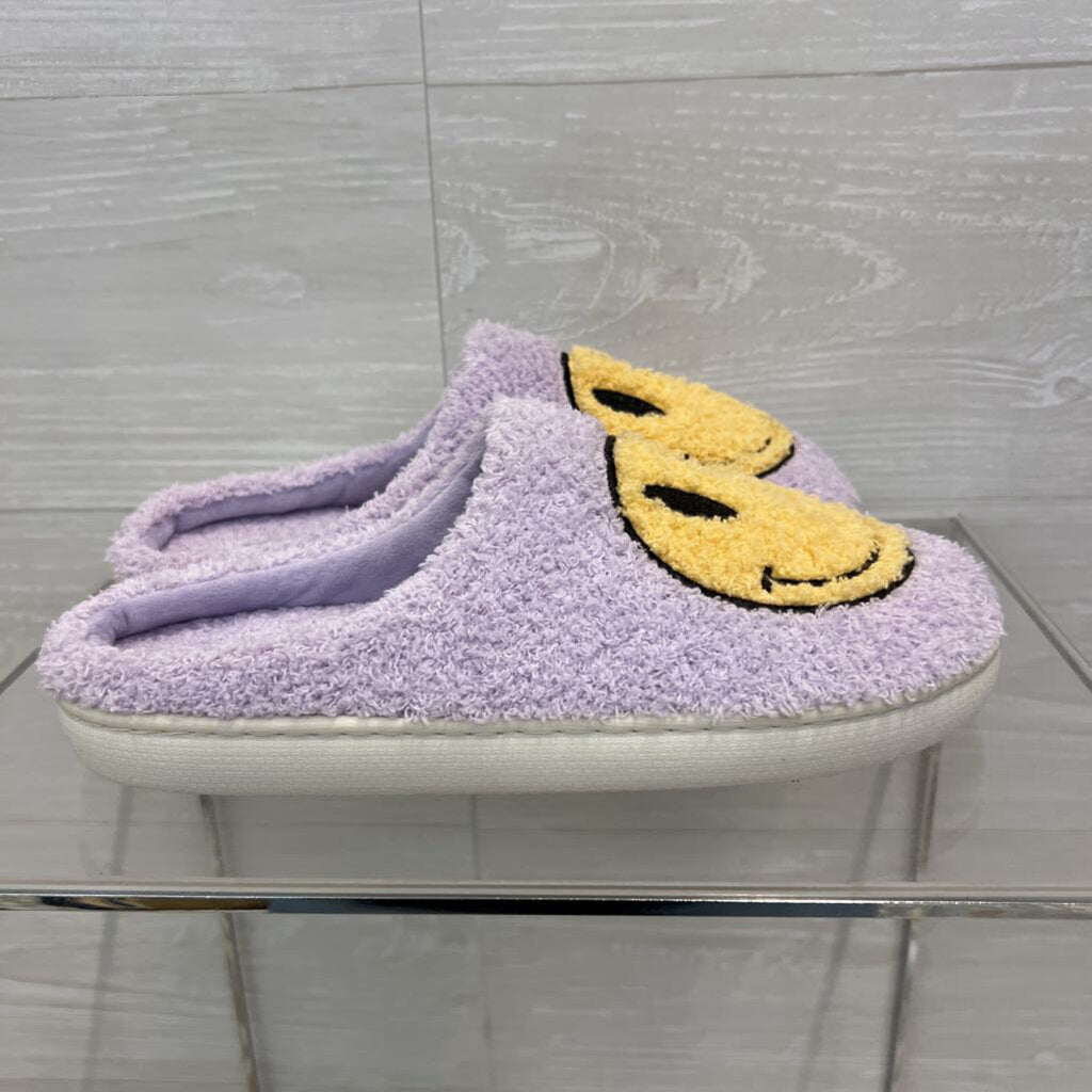 Luna Mellow Purple/ Yellow Smiley Face Slippers Medium