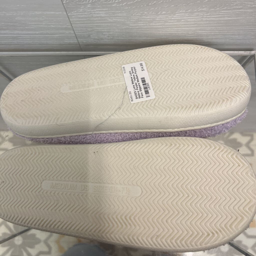 Luna Mellow Purple/ Yellow Smiley Face Slippers Medium