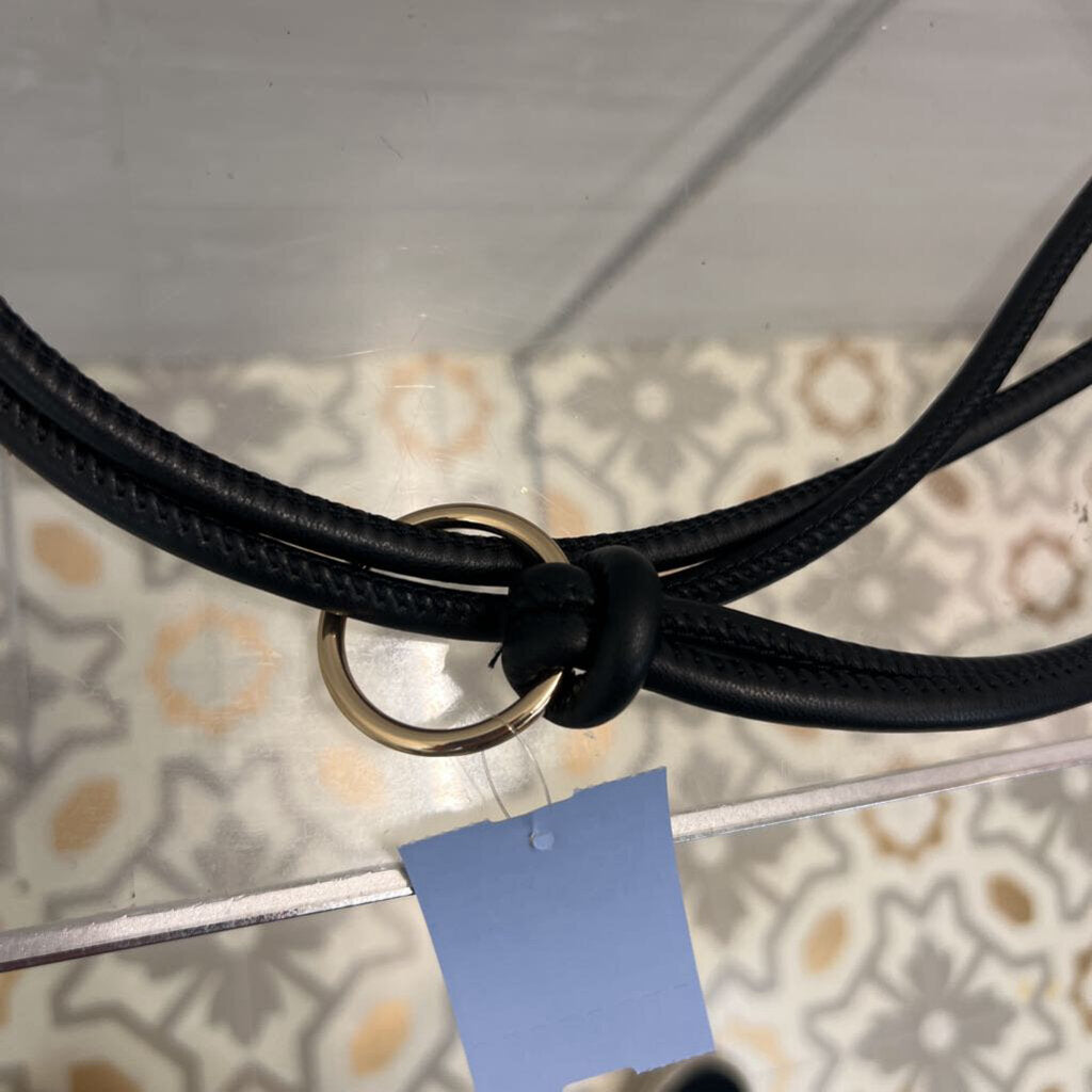 H and M Black Double Leather Cord Wrap Belt Medium
