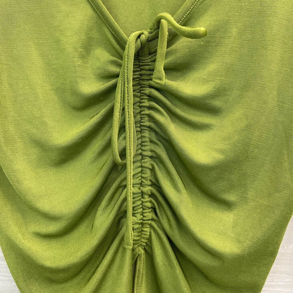 Forever 21 Green Ruched Front Long Sleeve Top Medium