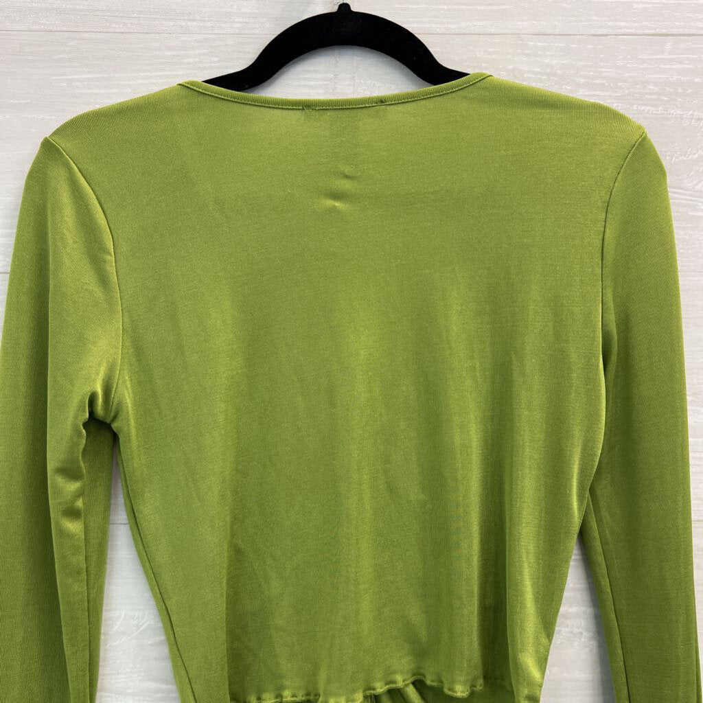 Forever 21 Green Ruched Front Long Sleeve Top Medium