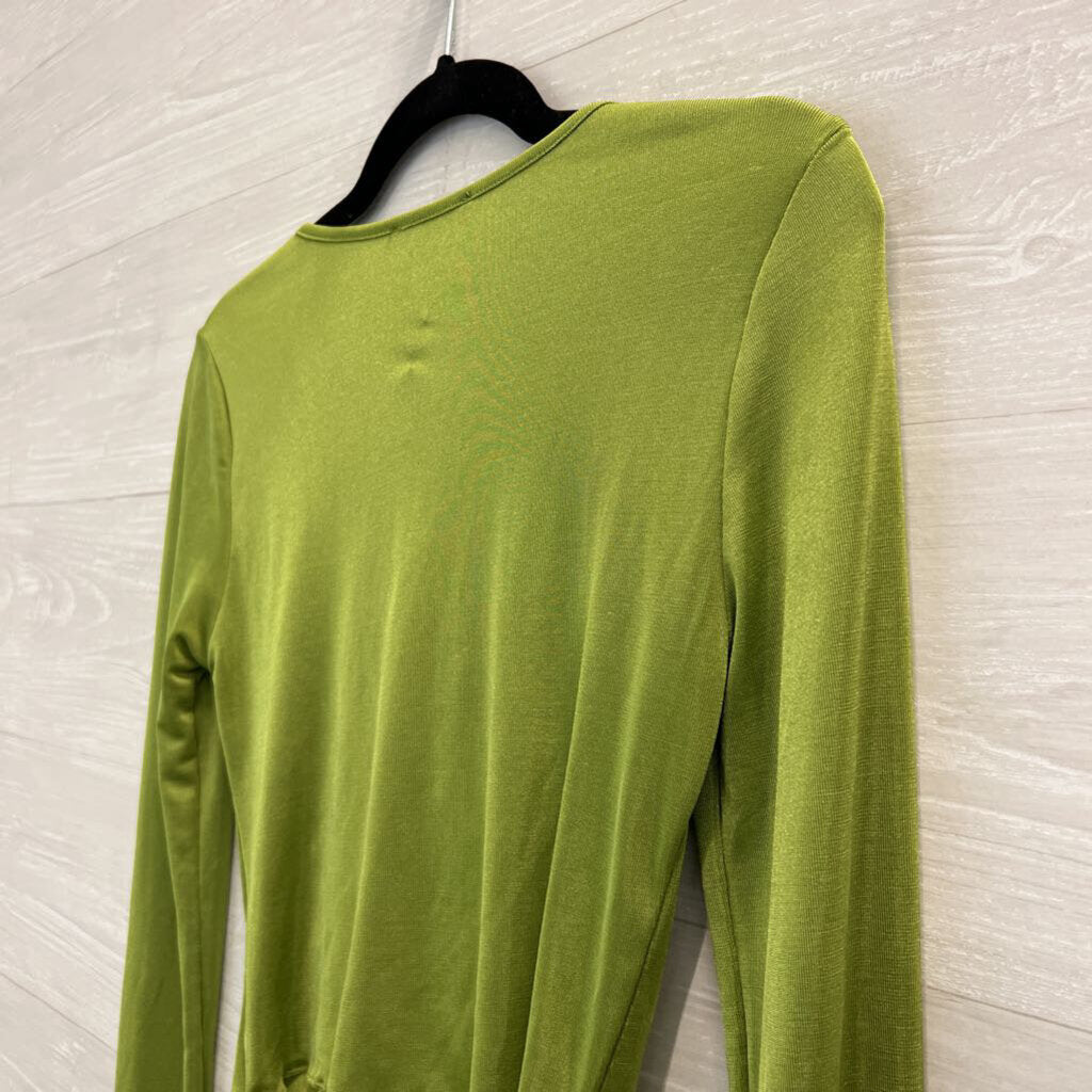 Forever 21 Green Ruched Front Long Sleeve Top Medium