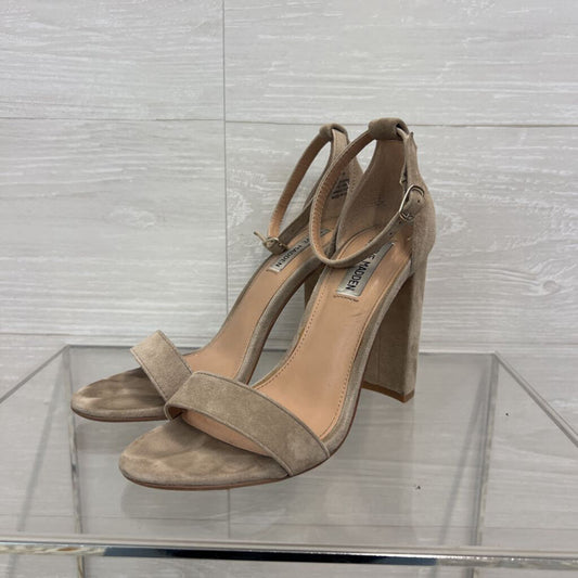 Steve Madden Beige Suede Ankle Strap Carson Heels 8