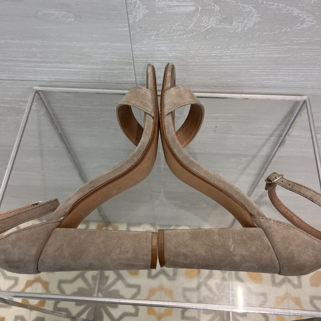 Steve Madden Beige Suede Ankle Strap Carson Heels 8