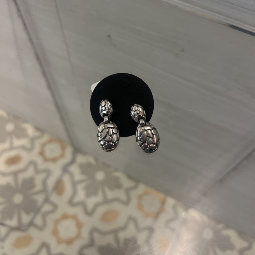 Pebbled Silver Toned Earrings