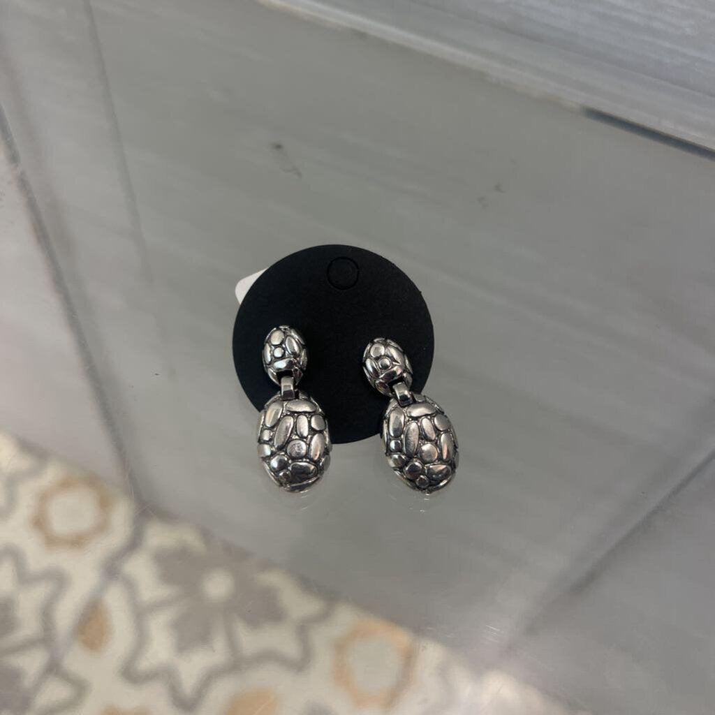 Pebbled Silver Toned Earrings