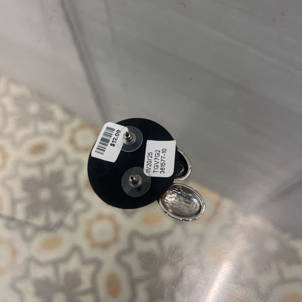 Pebbled Silver Toned Earrings