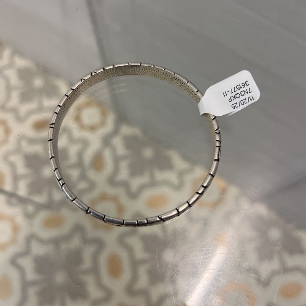 Pebbled Silver Toned Bangle Bracelet