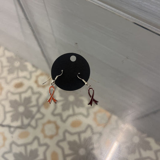 Sterling Silver Virginia Tech Ribbon Earrings