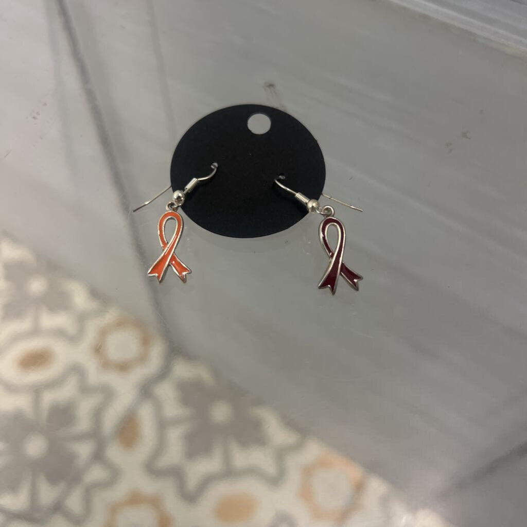 Sterling Silver Virginia Tech Ribbon Earrings
