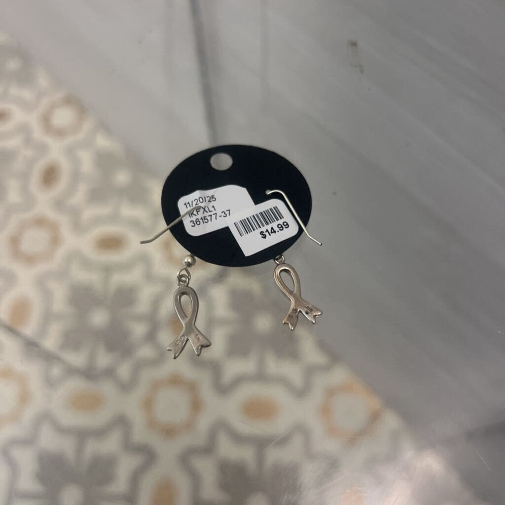 Sterling Silver Virginia Tech Ribbon Earrings