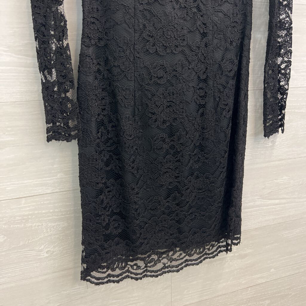 Vintage Moda Intl Black Lace Long Sleeve Dress 6 Petite