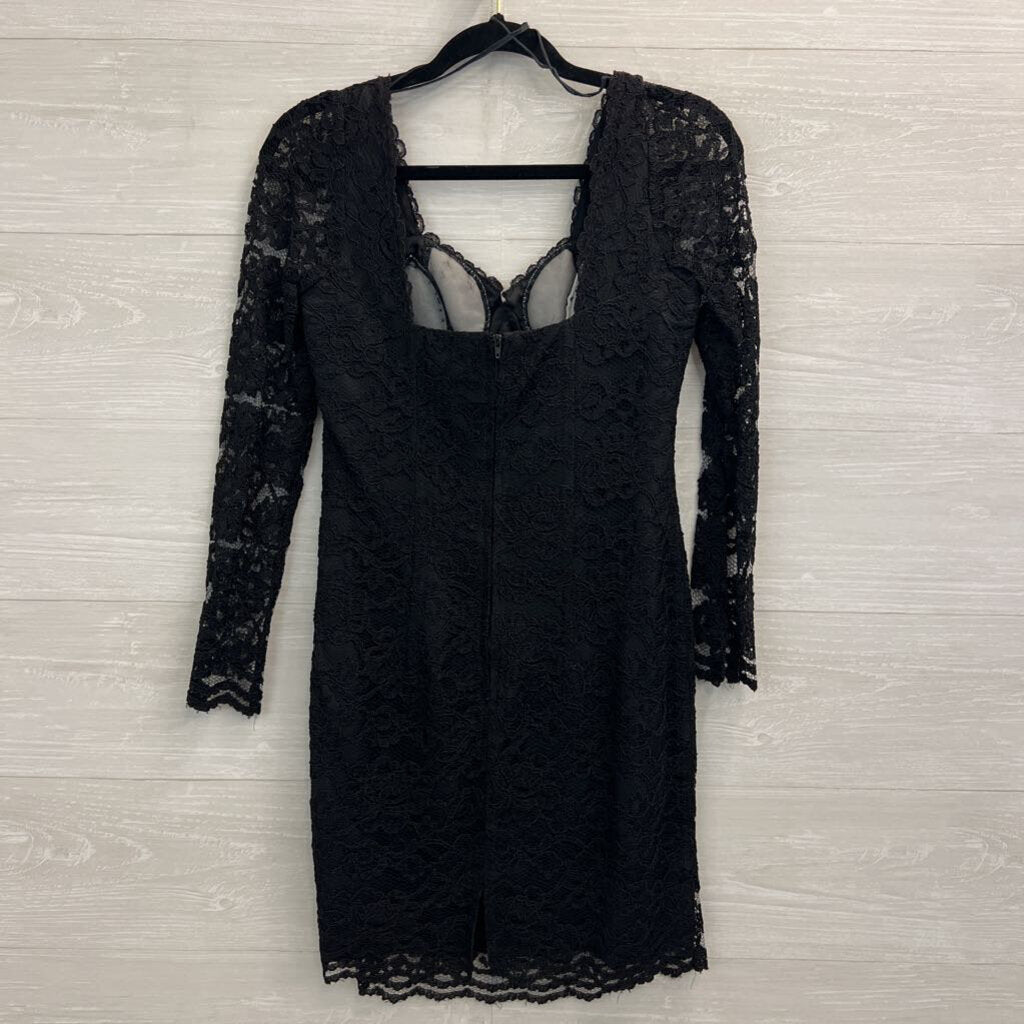 Vintage Moda Intl Black Lace Long Sleeve Dress 6 Petite